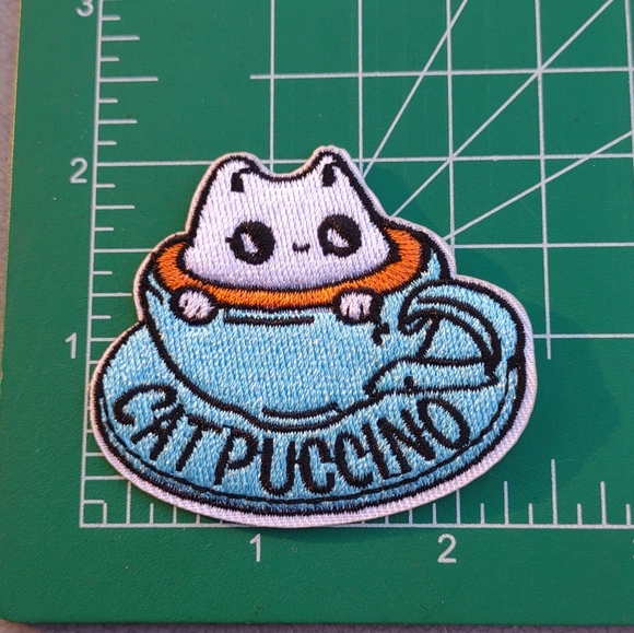 2/$10 Cat In Coffee Cup Catpuccino Patch - Picture 1 of 3